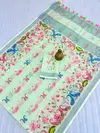 MG 397 Linen With Silver Jari Border Designer Printed Sarees Wholesale Market In Surat